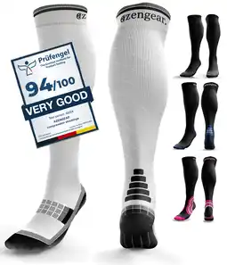 Decathlon Compressiekousen voor dames en heren (20-30 mmHg klasse 2) (wit/zwart, SM) aanbieding