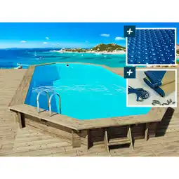 Decathlon Houten zwembad Palma 130 - 757 x 407 x 131 cm + noppenfolie zwembadfolie 180 µ aanbieding