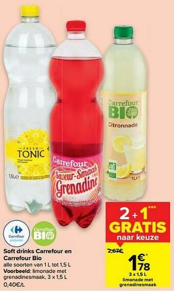 Carrefour Limonade met grenadinesmaak aanbieding