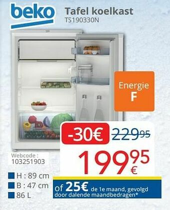 Eldi Beko tafel koelkast ts190330n aanbieding