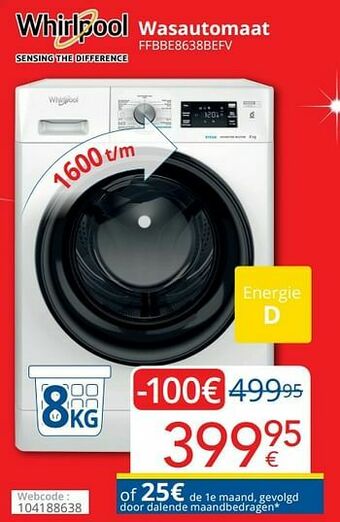 Eldi Whirlpool wasautomaat ffbbe8638befv aanbieding