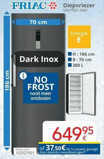 Eldi Friac diepvriezer vdv7001 ixnf aanbieding