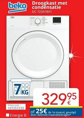 Eldi Beko droogkast met condensatie dc 72301bx1 aanbieding