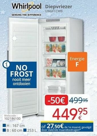 Eldi Whirlpool diepvriezer uw6f1cwb aanbieding