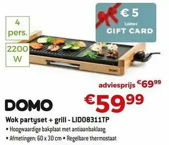 Exellent Domo elektro wok partyset + grill - lido8311tp aanbieding