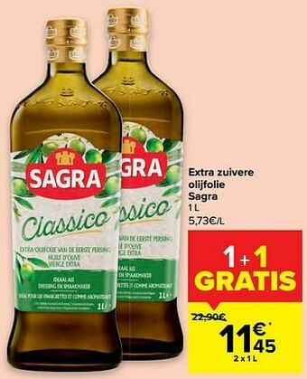 Carrefour Extra zuivere olijfolie sagra aanbieding