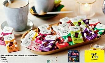 Carrefour Geschenkdoos met 24 minichocoladerepen galler aanbieding