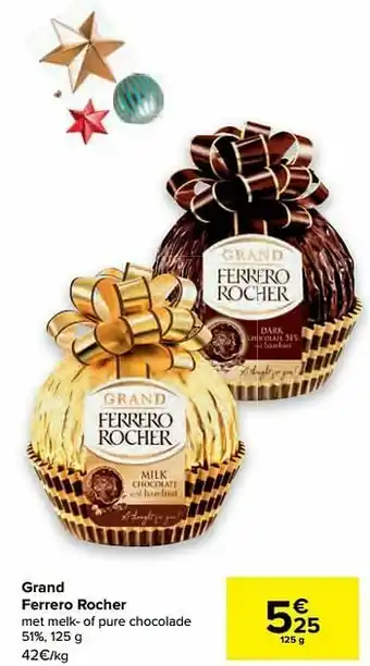 Carrefour Grand ferrero rocher met melk- of pure chocolade aanbieding