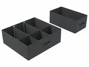 Lidl Livarno Home Opbergdoos of lade-organizer (donkergrijs, lade-organizer (set van 2)) aanbieding