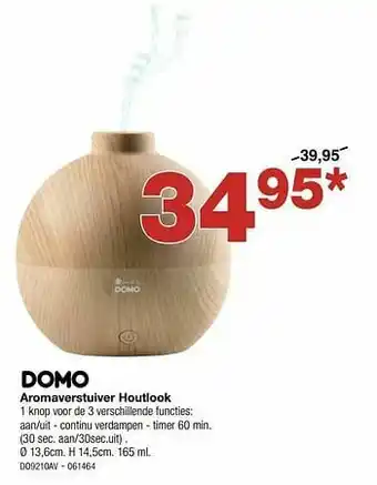 Domo elektro aromaverstuiver houtlook do9210av