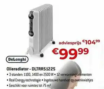 Exellent Delonghi olieradiator - dltrrs1225 aanbieding