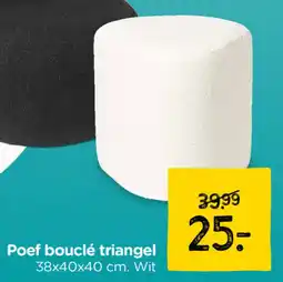 Xenos Poef bouclé triangel 38x40x40 cm. Wit aanbieding