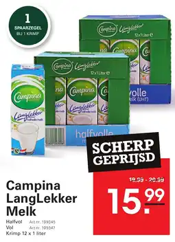 Sligro Campina LangLekker Melk aanbieding