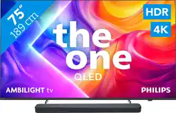 Coolblue Philips Ambilight 75 PUS9000 QLED 4K (2025) + JBL Bar 300 M2 Zwart aanbieding