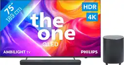 Coolblue Philips Ambilight 75 PUS9000 QLED 4K (2025) + JBL Bar 500 M2 Zwart aanbieding