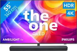 Coolblue PPhilips Ambilight 55 PUS9000 QLED 4K (2025) + JBL Bar 300 M2 Zwart aanbieding