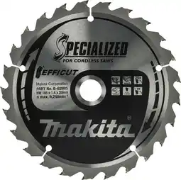 Coolblue Makita Cirkelzaagblad Hout Efficut 165x20x1,4 25T aanbieding