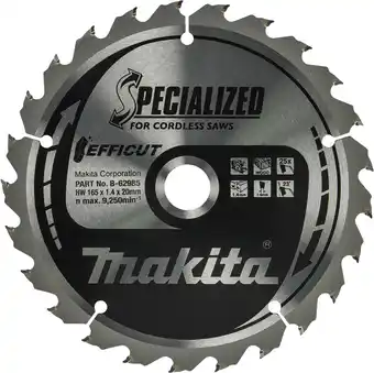 Coolblue Makita Cirkelzaagblad Hout Efficut 165x20x1,4 25T aanbieding