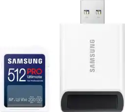 Coolblue Samsung SDXC PRO Ultimate 512 Go 130 Mo/s + Lecteur USB aanbieding