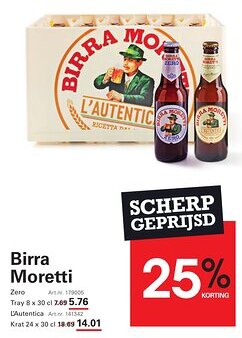 Sligro Birra Moretti aanbieding