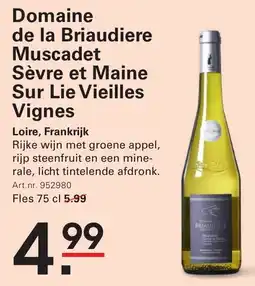 Sligro Domaine de la Briaudiere Muscadet Sèvre et Maine Sur Lie Vieilles Vignes aanbieding