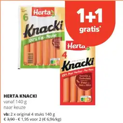 Spar HERTA KNACKI original 4 stuks 140 g aanbieding