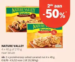Spar NATURE VALLEY proteïnereep salted caramel nut 4 x 40 g aanbieding