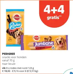 Spar PEDIGREE rodeo met rund 123 g aanbieding