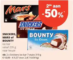 Spar Snickers ice bar 7 stuks 319 g aanbieding