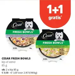 Spar CESAR FRESH BOWLS kip of eend 85 g aanbieding