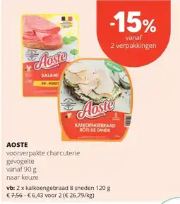 Spar AOSTE kalkoengebraad 8 sneden 120 g aanbieding