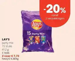 Spar LAY’S party mix 15 stuks 412 g aanbieding