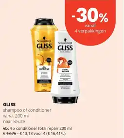 Spar GLISS conditioner total repair 200 ml aanbieding