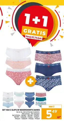 Trafic Set van 3 slips of boxershorts dames aanbieding