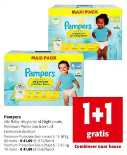Colruyt Pampers Premium Protection luiers maat 5 11-16 kg 80 stuks aanbieding