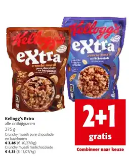 Colruyt Kellogg’s Extra Crunchy muesli pure chocolade en hazelnoten aanbieding