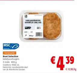 Colruyt Boni Selection kabeljauwburgers 4 stuks 400 g aanbieding