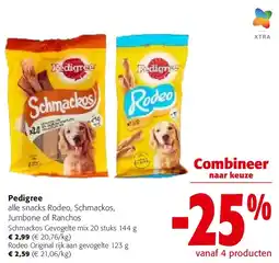 Colruyt Pedigree Schmackos Gevogelte mix 20 stuks 144 g aanbieding
