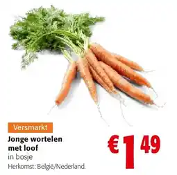 Colruyt Jonge wortelen met loof aanbieding