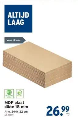 GAMMA MDF plaat dikte 18 mm aanbieding