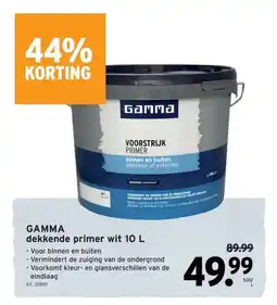 GAMMA GAMMA dekkende primer wit 10 L aanbieding