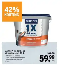 GAMMA GAMMA 1x dekkend streeploos wit 10 L aanbieding