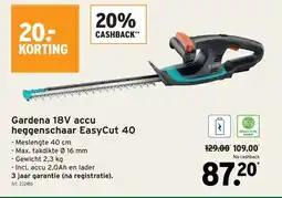 GAMMA Gardena 18V accu heggenschaar EasyCut 40 aanbieding