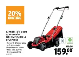 GAMMA Einhell 18V accu grasmaaier GE-CM 18/33 Li brushless aanbieding