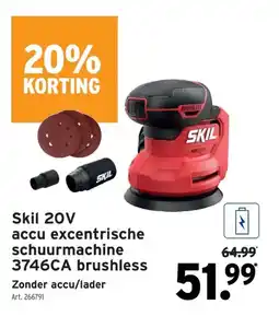 GAMMA Skil 20V accu excentrische schuurmachine 3746CA brushless aanbieding