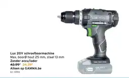 GAMMA Lux 20V schroefboormachine Max. boor hout 25 mm, staal 13 mm aanbieding
