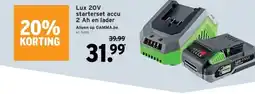 GAMMA Lux 20V starterset accu 2 Ah en lader aanbieding