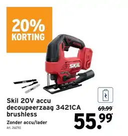GAMMA Skil 20V accu decoupeerzaag 3421CA brushless aanbieding