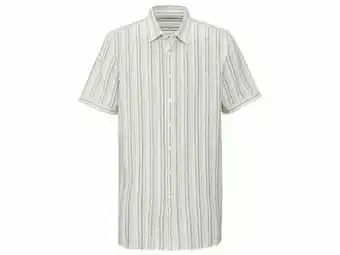 Lidl LIVERGY® Hemd met korte mouwen van linnen en katoen (M (39/40), gebroken wit / grijs / gestreept) aanbieding