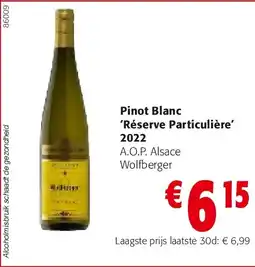 Colruyt Pinot Blanc ‘Réserve Particulière’ 2022 aanbieding